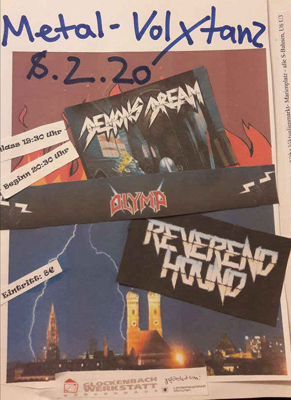 Ein Flyer für den "Metal Volxtanz" in der Glockenbachwerkstatt in München