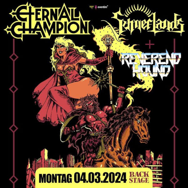 Ein Poster für das Konzert von Reverend Hound, Eternal Champion und Sumberlands im Backstage München