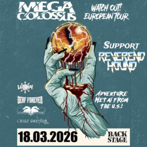 Ein Poster für das Konzert von Reverend Hound und Mega Colossus im Backstage